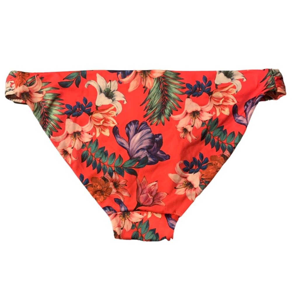 H&M neon pink bikini bottom with tropical floral Size 6